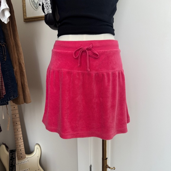 vintage pink velour terry low rise mini skirt - Picture 3 of 7